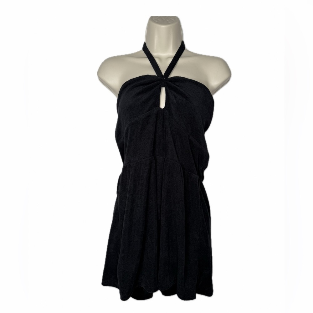 Wild Fable Halter Neck Terrycloth Romper Black Size Large